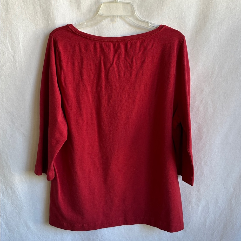 Soft Surroundings red round neckline 3/4-sleeve top, size 2X - Picture 4 of 7